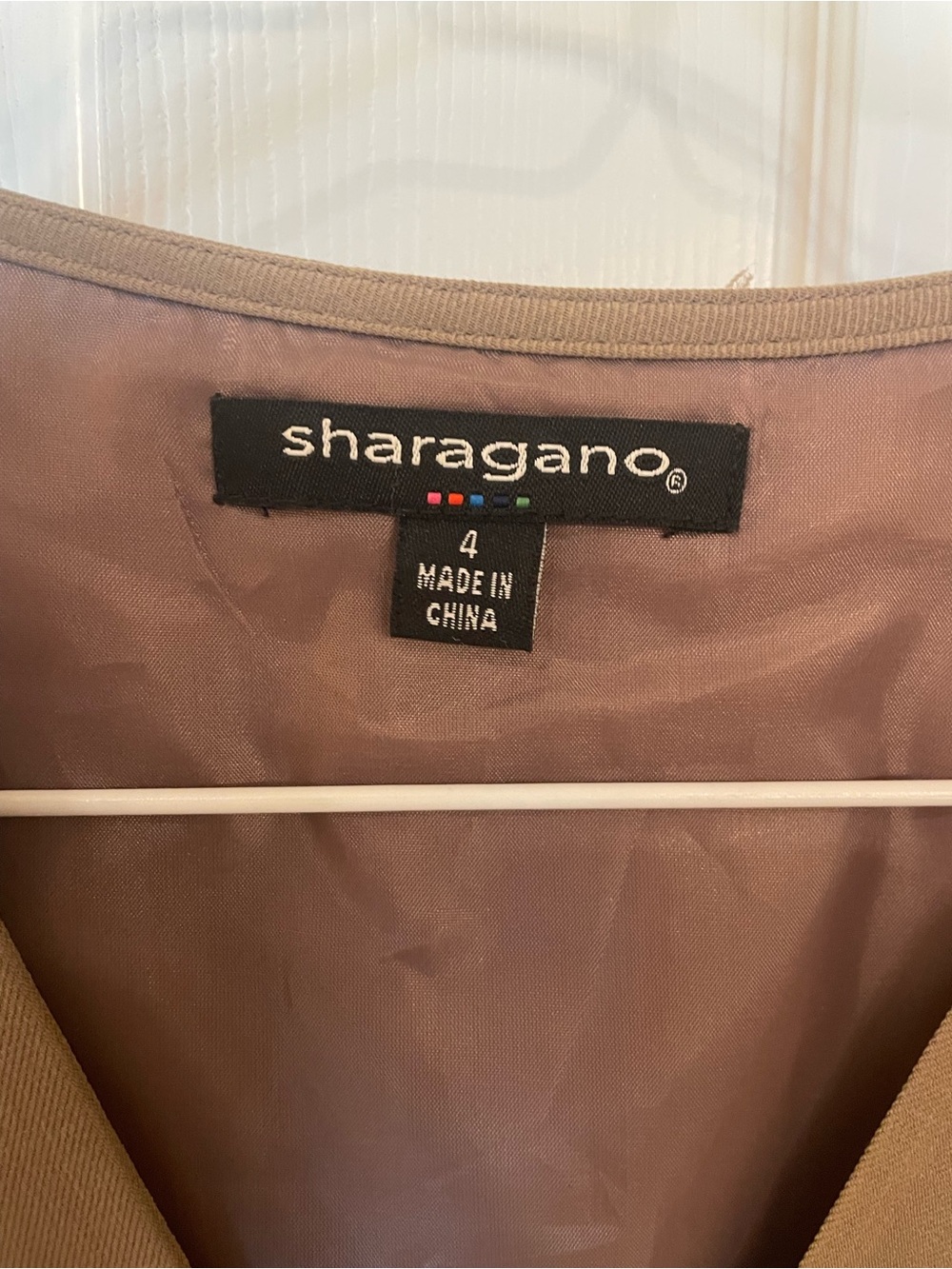 V-Neck Pleated Shift Dress in Taupe/tan 4 - Picture 3 of 8